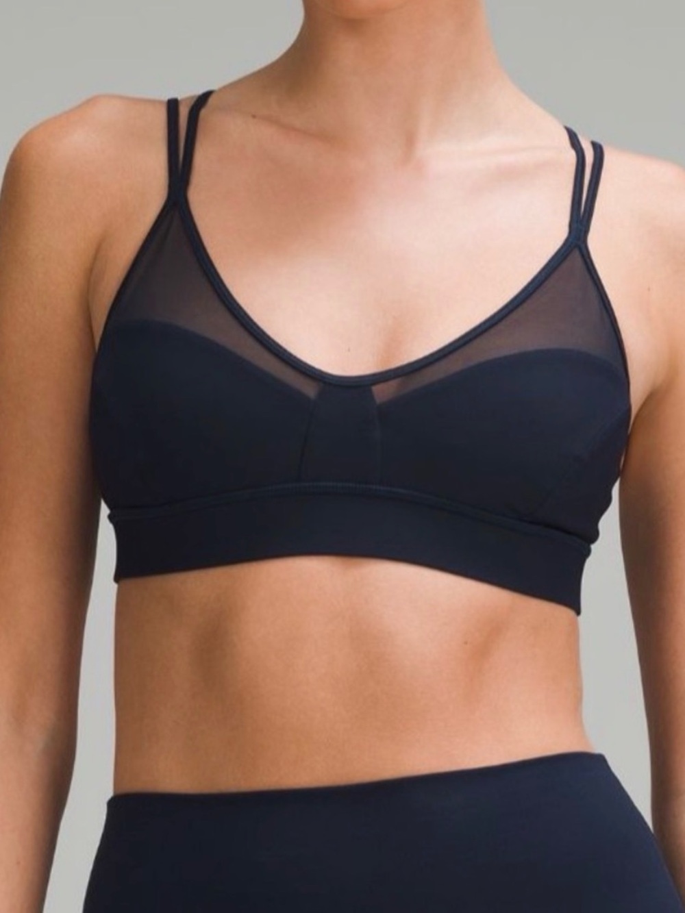 Lululemon Anew True Navy Mesh-Accent Sports Bra